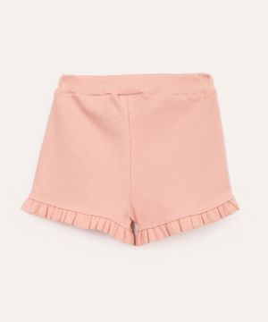 short infantil de algodão babados com bolso rosa