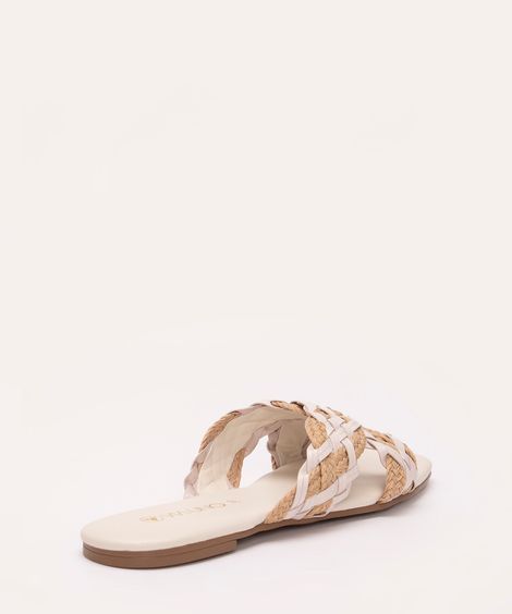 rasteirinha trança tiras cruzadas bico quadrado via uno off white