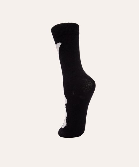 meia infantil cano alto esqueleto preto