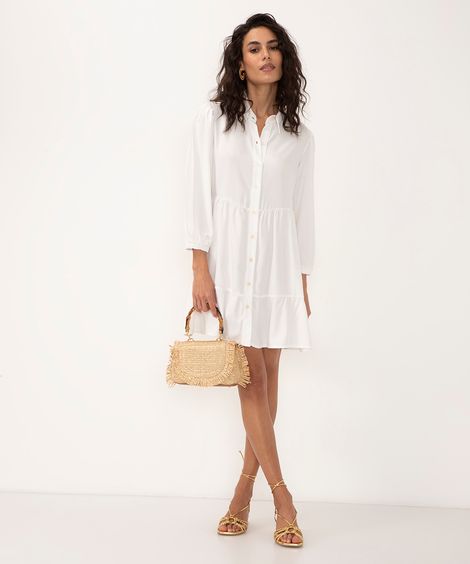 vestido chemise de viscose curto off white
