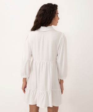 vestido chemise de viscose curto off white
