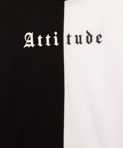 camiseta de algodão juvenil atitude com recorte manga curta preta