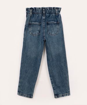 calça jeans infantil clochard com bolsos azul médio