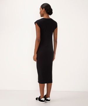 vestido midi básico canelado muscle tee preto