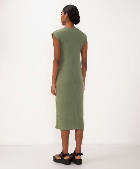 vestido midi feminino muscle tee canelado básico verde