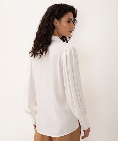 camisa de viscose manga longa bufante off white
