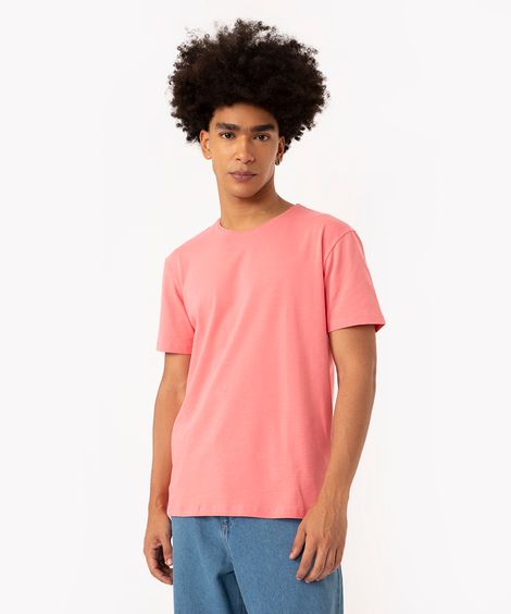 camiseta slim básica manga curta - coral