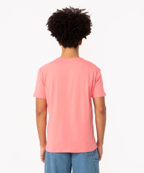 camiseta slim básica manga curta - coral