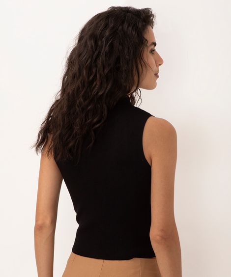 regata de viscose gola alta  preto