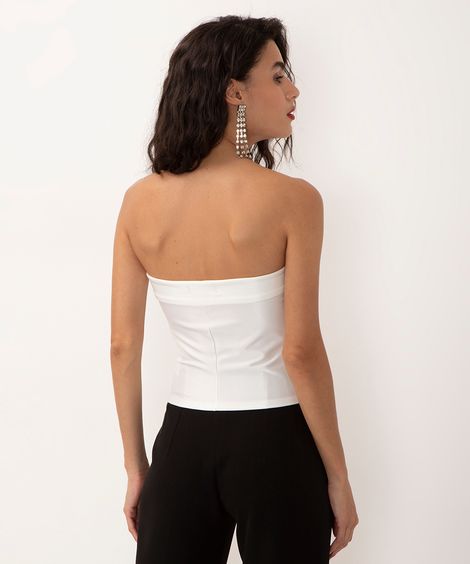 blusa decote reto dobrado sem alça off white