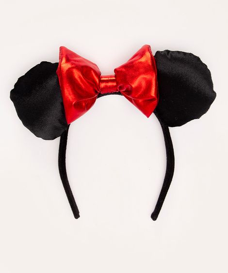 tiara infantil minnie mouse aveludada preta