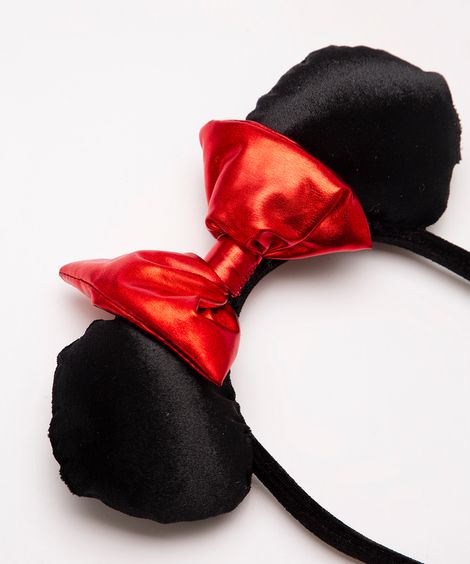 tiara infantil minnie mouse aveludada preta