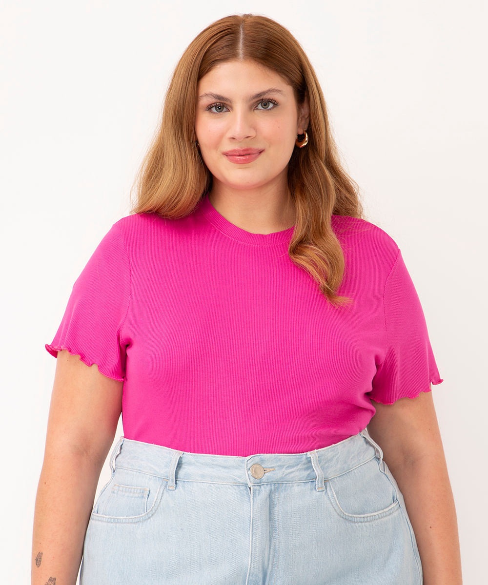 Blusa Plus Size Canelada Básica