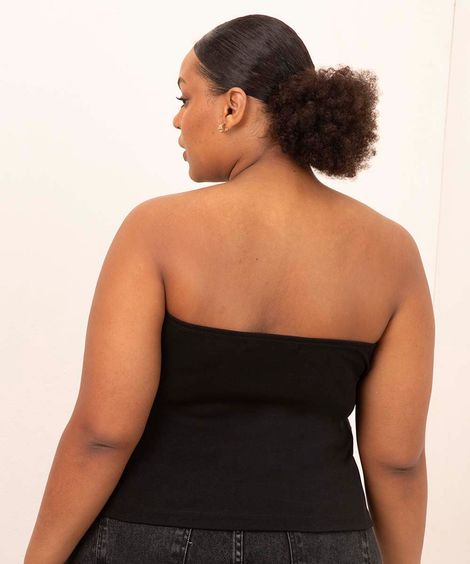 blusa plus size decote reto sem alça mindset preto