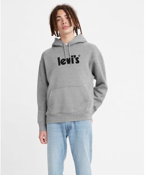 Moletom Levi's T3 Relaxed Graphic Hoodie Com Capuz Cinza