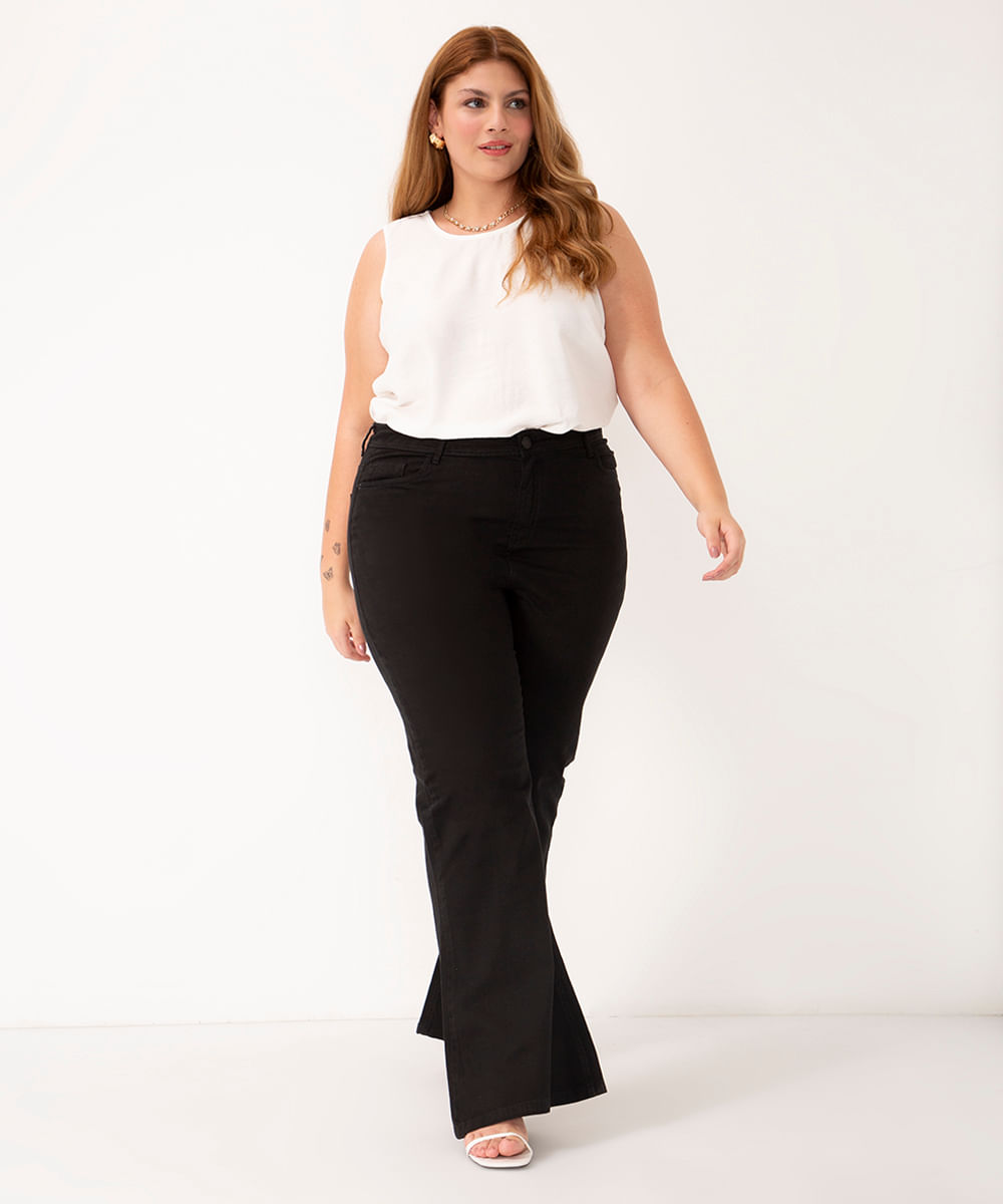 Calça Flare Jeans Black Intenso Feminina Plus Size 3168 - VESTGRANDE Moda  Plus Size