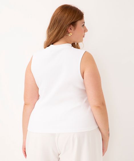 regata plus size gola alta off white