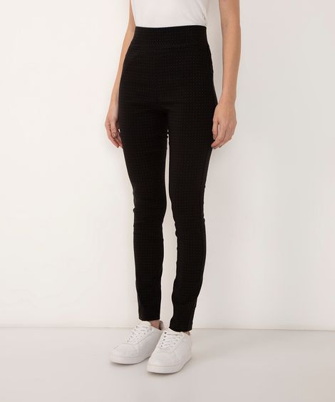 calça legging cintura alta mini poá preto