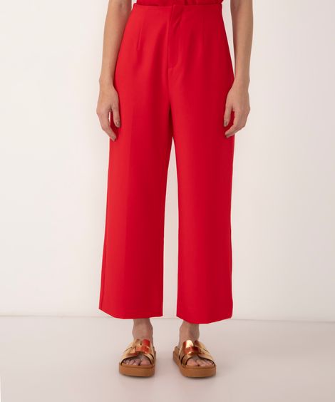 calça alfaiatada com pence cintura alta vermelho escuro