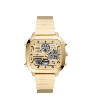 Relógio Fossil Masculino Retro Anadigital Dourado FS5889 1DN