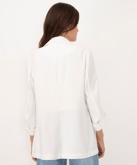 blazer de viscose alongado com martingale off white