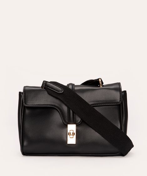 bolsa crossbody com tampa preta