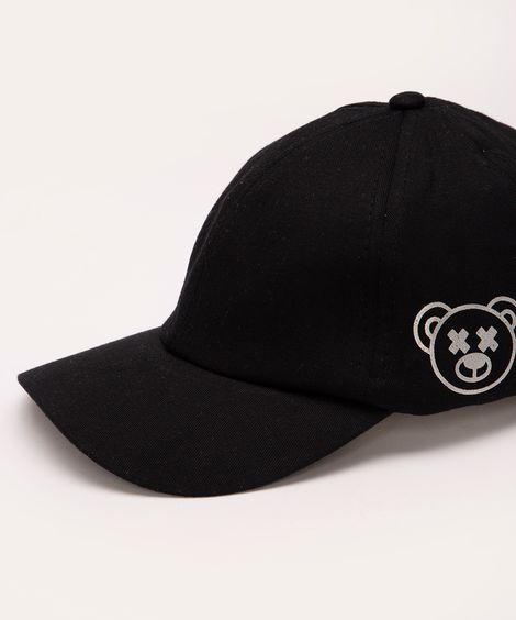 boné de sarja infantil aba curva urso metalizado  preto