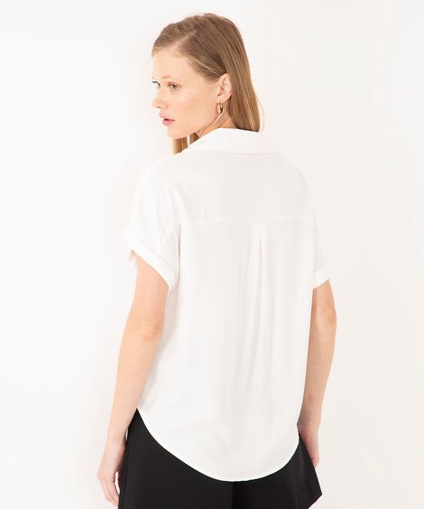 camisa de viscose manga curta off white