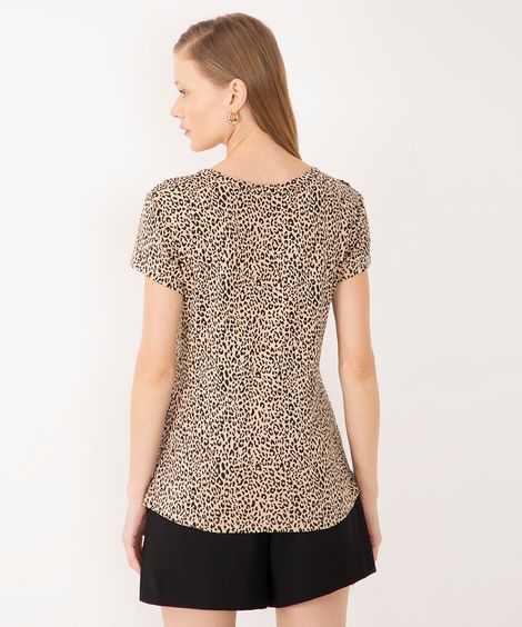 camiseta de viscose animal print caramelo