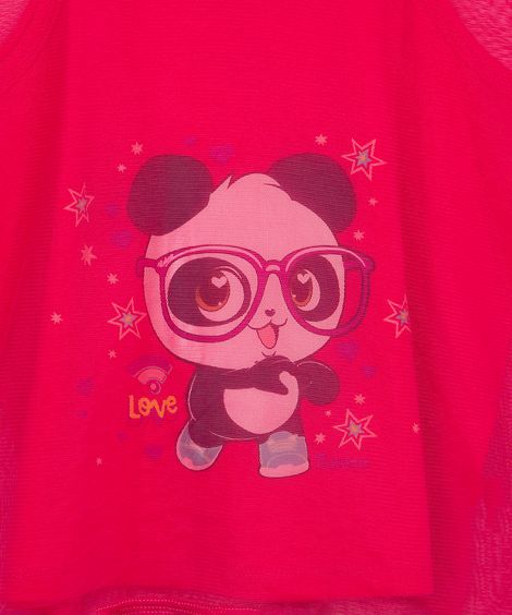 blusa de tule infantil luluca manga curta rosa escuro