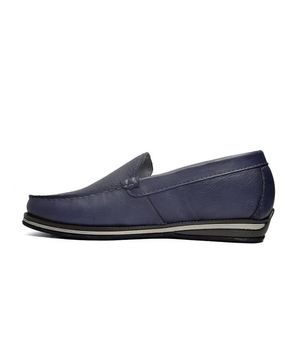 Sapato Democrata Mocassim Easy Ted Couro Masculino Azul Marinho