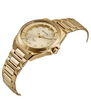 Relógio Masculino Aço Aro 3D Dourado