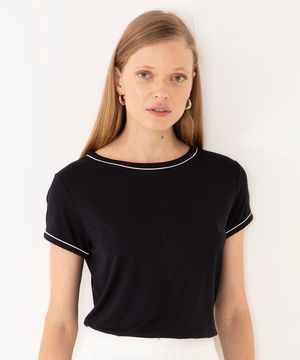 blusa de viscose manga curta preta