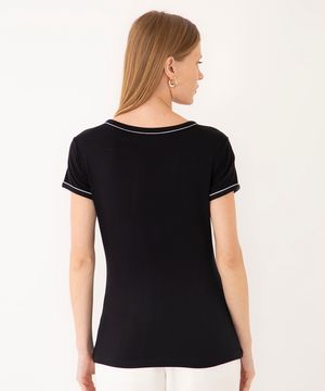 blusa de viscose manga curta preta