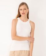 Regata De Tricô Halter Neck Off White