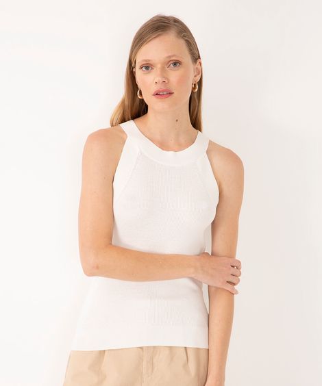 regata de tricô halter neck off white