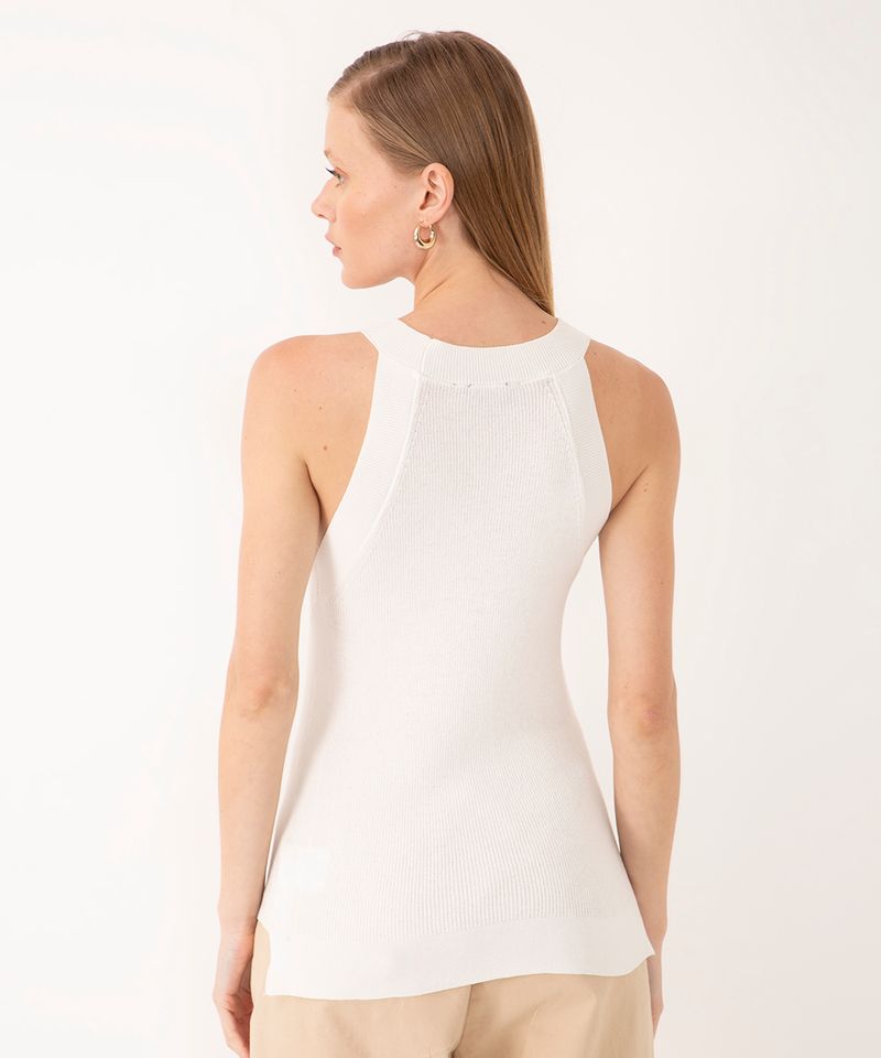 Regata De Tricô Halter Neck Off White