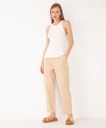 Regata De Tricô Halter Neck Off White