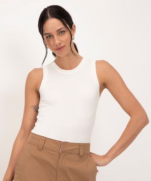 regata de tricot com alça média off white