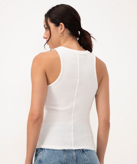 regata de algodão halter neck off white