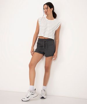 short mesclado barra virada com cordão chumbo