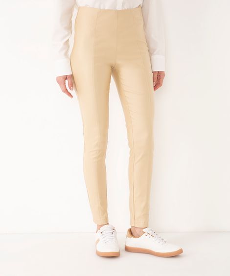 calça legging resinada cintura alta areia