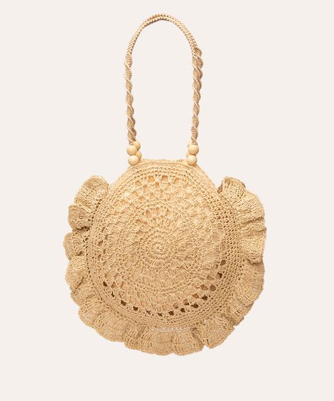 bolsa shoulder de palha clube bossa bege claro