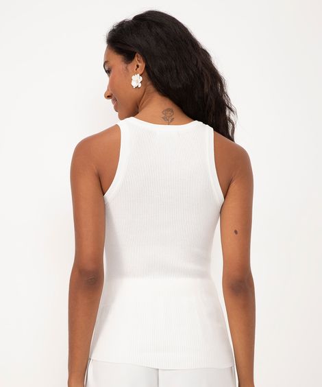 regata de tricot canelada off white