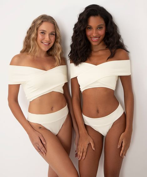 biquíni top ombro a ombro transpassado al mare collezione off white