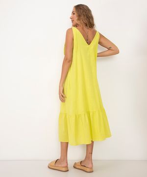 vestido longo de algodão amarração clube bossa verde claro