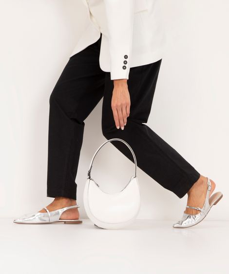 bolsa baguete com fivela off white