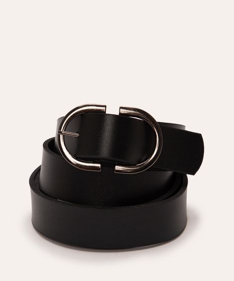 cinto médio fivela arredondada de metal preto