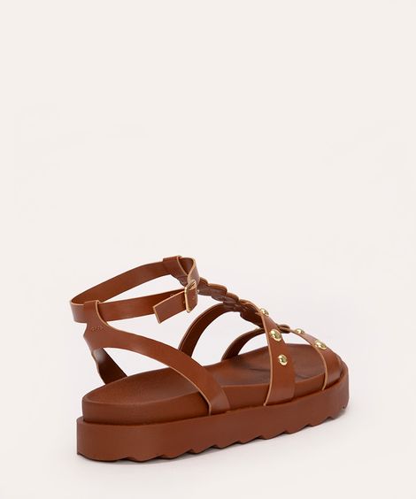 sandália flatform com tachas oneself marrom