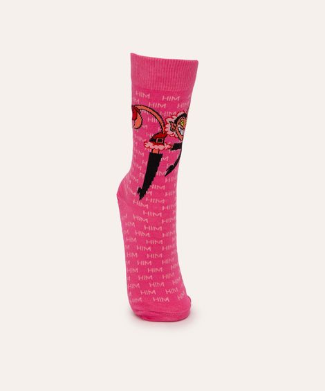 meia cano longo meninas super poderosas pink